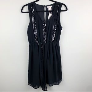 Esley NWT Sequin Stripe Dress Black Cocktail Sz M